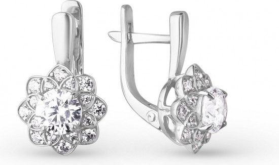 Серьги из серебра с фианитом