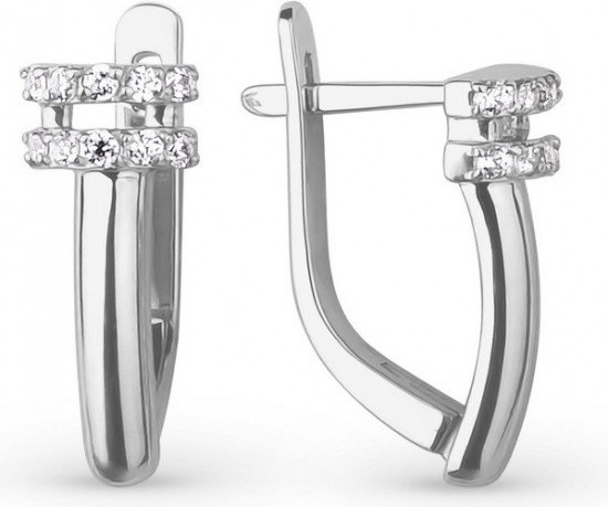 Серьги из серебра с фианитом