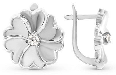 Серьги из серебра с фианитом