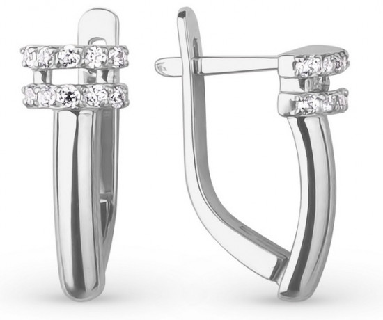 Серьги из серебра с фианитом