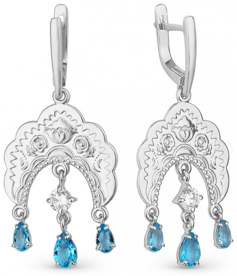 Серьги из серебра с фианитом