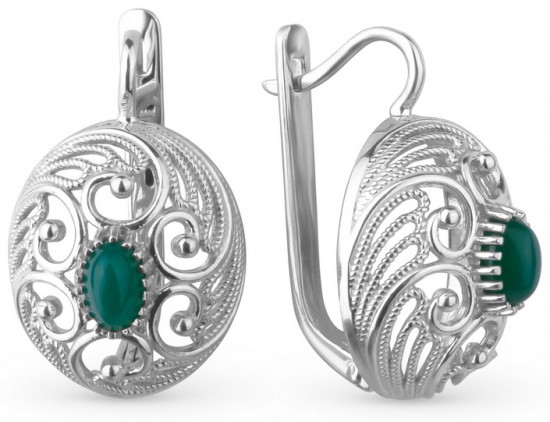 Серьги из серебра с хризопразом