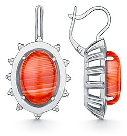 Серьги из серебра с сердоликом