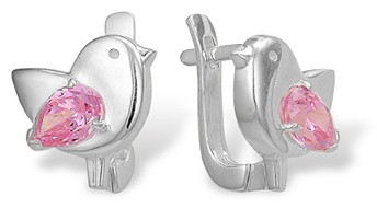 Серьги из серебра с фианитом