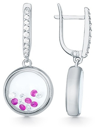 Серьги из серебра с фианитом