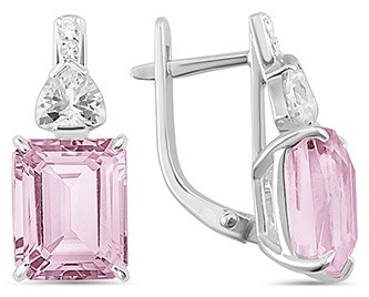 Серьги из серебра с кварцем и фиантом