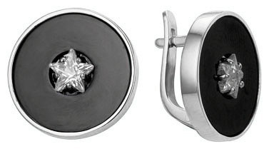 Серьги из серебра с фианитом