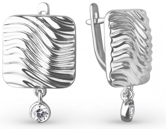 Серьги из серебра с фианитом