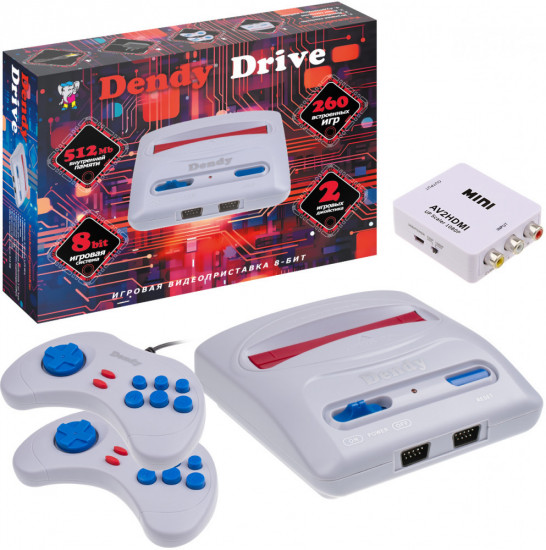 Игровая приставка с конвертером Dendy Drive 260