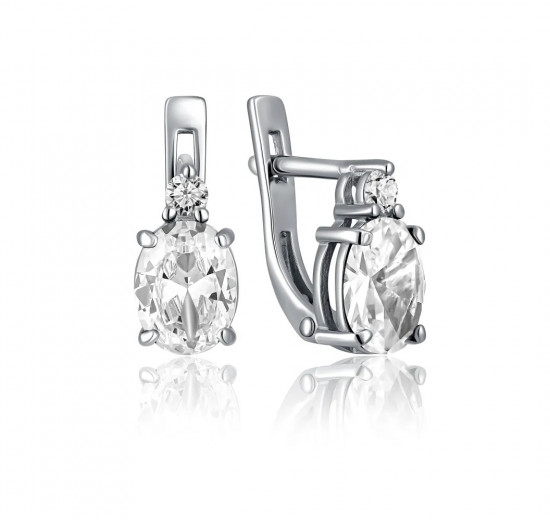 Серьги из серебра с фианитами