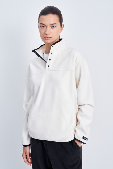 Толстовка женская с контрастной отделкой и воротником-стойкой