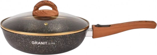 Сковорода с крышкой и съемной ручкой «Granit ultra»