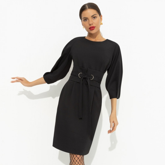 Платье женское с поясом Интересный подход (черный)