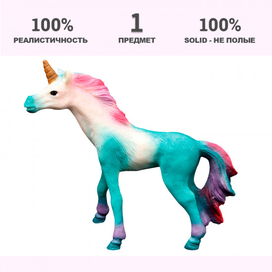 Игрушка-фигурка «Лазурный жеребенок-единорог с цветной гривой»