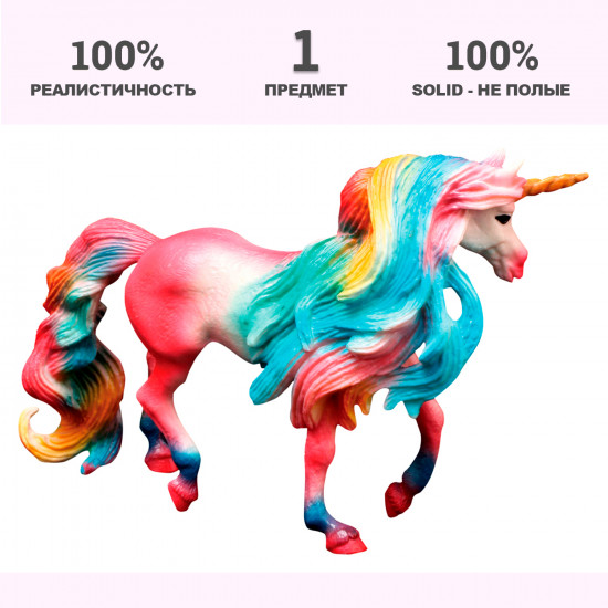 Игрушка-фигурка «Розовый единорог с длинной цветной гривой»