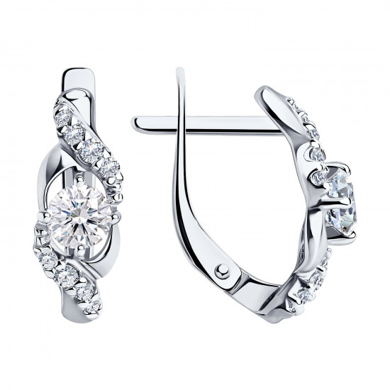 Серьги из серебра с фианитами