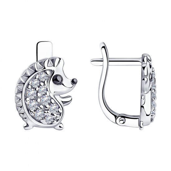 Серьги из серебра с фианитами