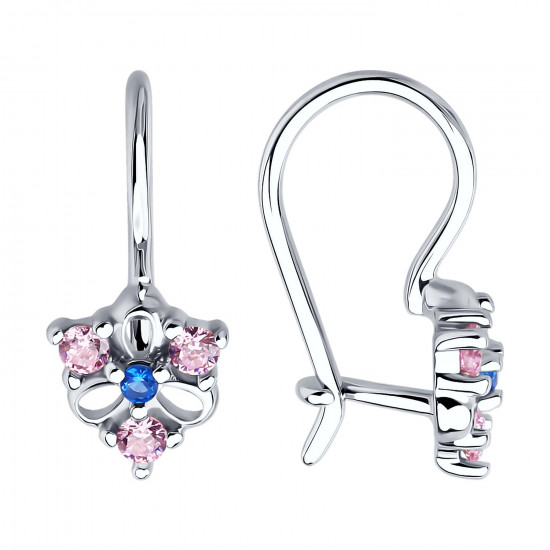 Серьги из серебра с фианитами