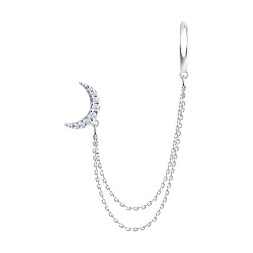 Серьга из серебра с фианитами
