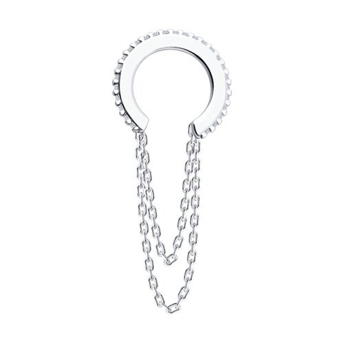 Серьга из серебра с фианитами