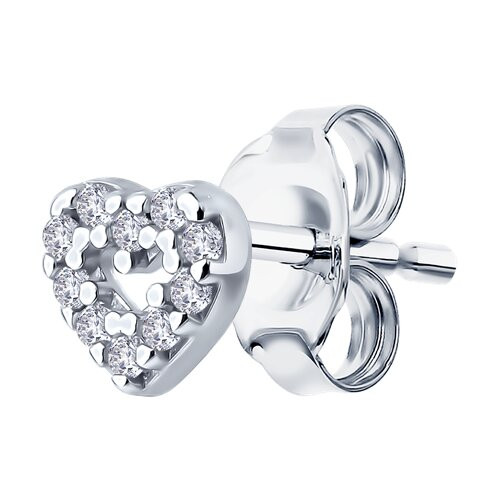 Серьга из серебра с фианитами
