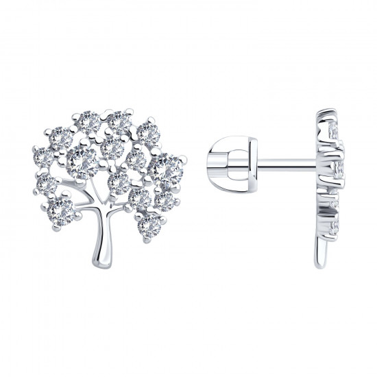 Серьги из серебра с фианитами
