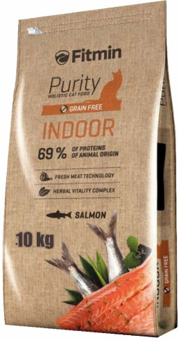 Беззерновой корм для взрослых кошек, живущих в помещении «Fitmin Purity Indoor»