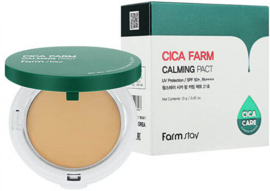 Пудра для лица компактная SPF50+ PA++++ «Cica Farm Calming Pact», оттенок 21