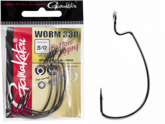 Набор крючков офсетных с колечком Worm 330 BOTTOM JIGGING HOOKS