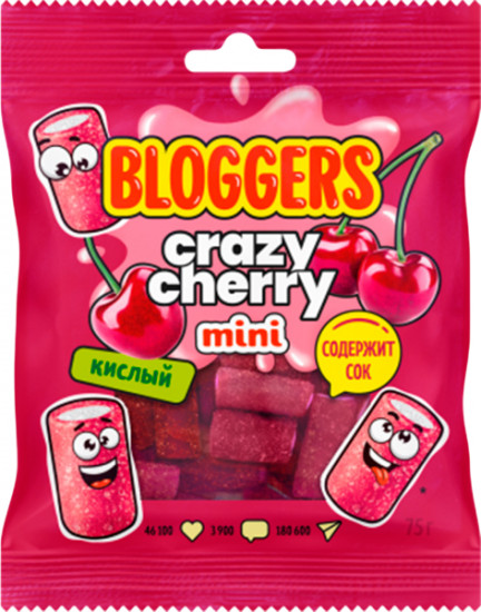 Мармелад жевательный в кисло-сладкой обсыпке «Crazy cherry. Mini»