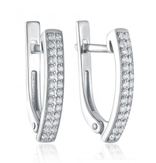 Серьги из серебра с фианитами