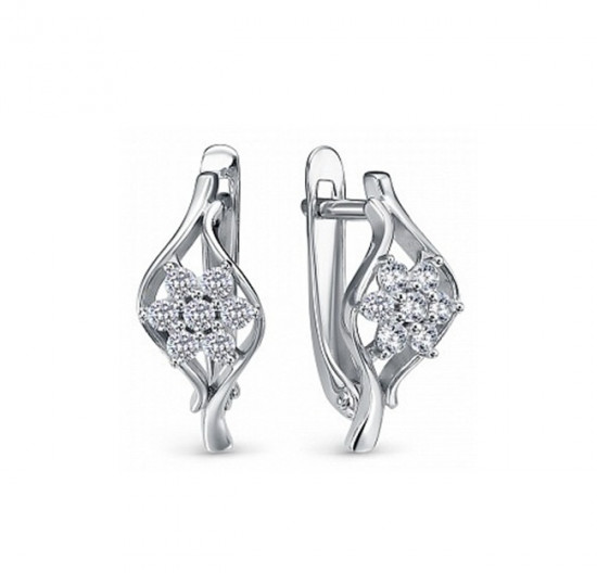 Серьги из серебра с фианитами
