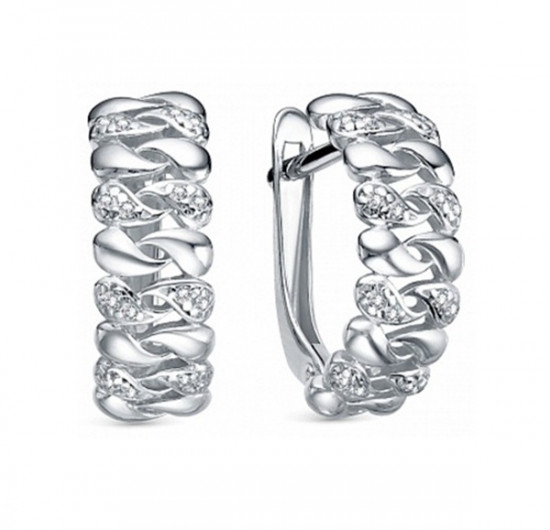 Серьги из серебра с фианитами