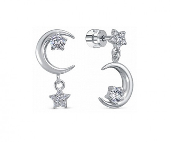 Серьги из серебра с фианитами