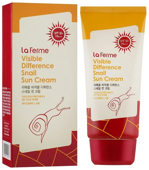Солнцезащитный крем с муцином улитки «La Ferme Visible Difference Snail Sun Cream SPF50+/PA+++»