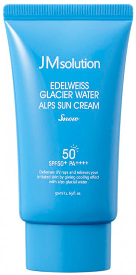 Охлаждающий солнцезащитный крем для лица SPF50+ PA++++ «Edelweiss Glacier Water Alps Moist Suncream Snow»