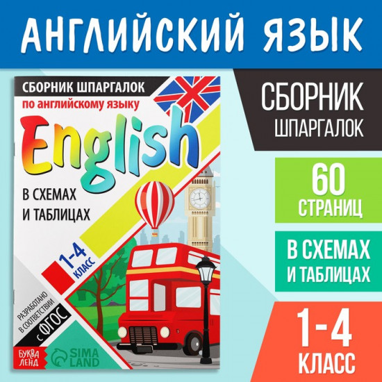 Сборник шпаргалок по английскому языку, 1—4 класс