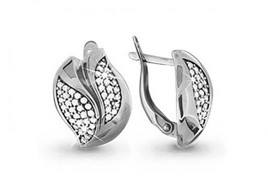 Серьги из серебра с фианитами