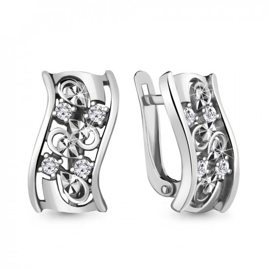 Серьги из серебра с фианитами