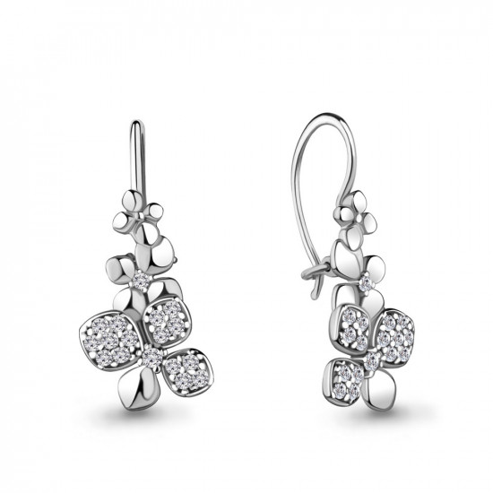 Серьги из серебра с фианитами