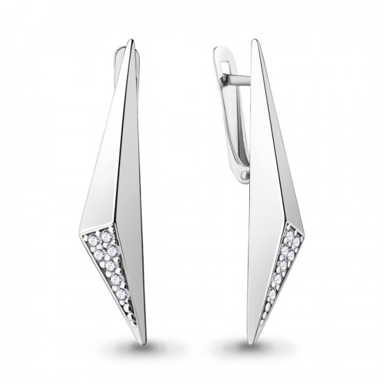 Серьги из серебра с фианитами
