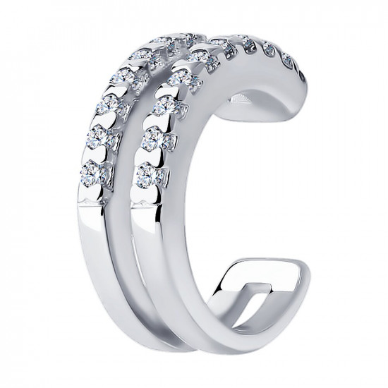 Серьга из серебра с фианитами