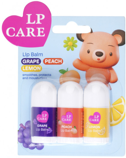Набор бальзамов для губ «Grape, Peach, Lemon. Виноград, персик, лимон»