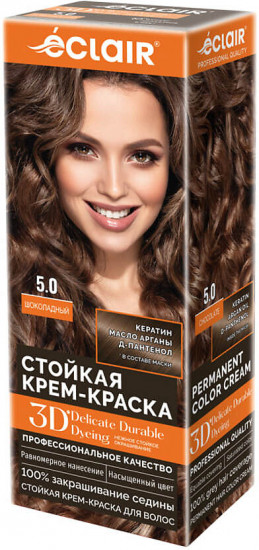 Стойкая крем-краска для волос «3D», оттенок 5.0 Шоколадный