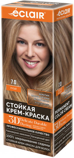 Стойкая крем-краска для волос «3D», оттенок 7.0 Русый