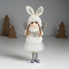 Кукла интерьерная текстильная «Ангелочек в шапке с ушками зайчика»