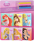 Принцессы. Раскраски в кармашках (раскраски с наклейками 6 штук с набором цветных карандашей)
