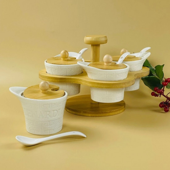 Набор банок для специй с ложками и крышками на подставке «Bamboo»