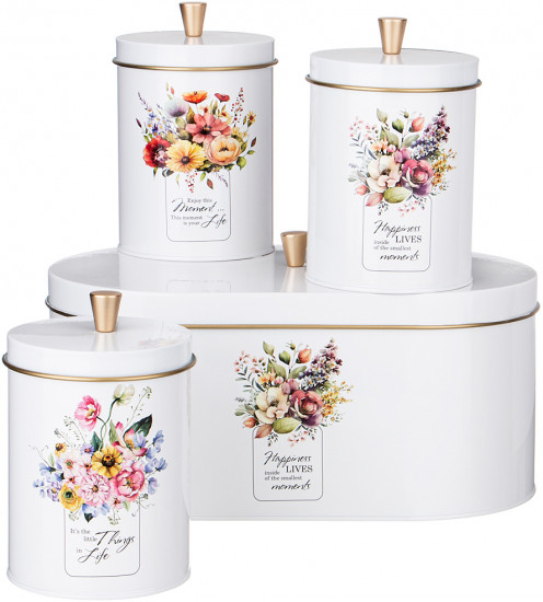 Хлебница с набором банок для сыпучих продуктов «Floral mood»
