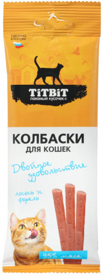 Колбаски для кошек «Двойное удовольствие с лососем и форелью»